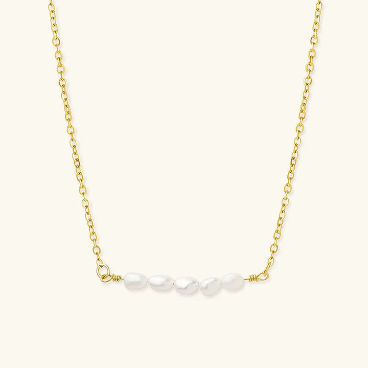 Gold-Plated Faux Pearl Chain Necklace Women
