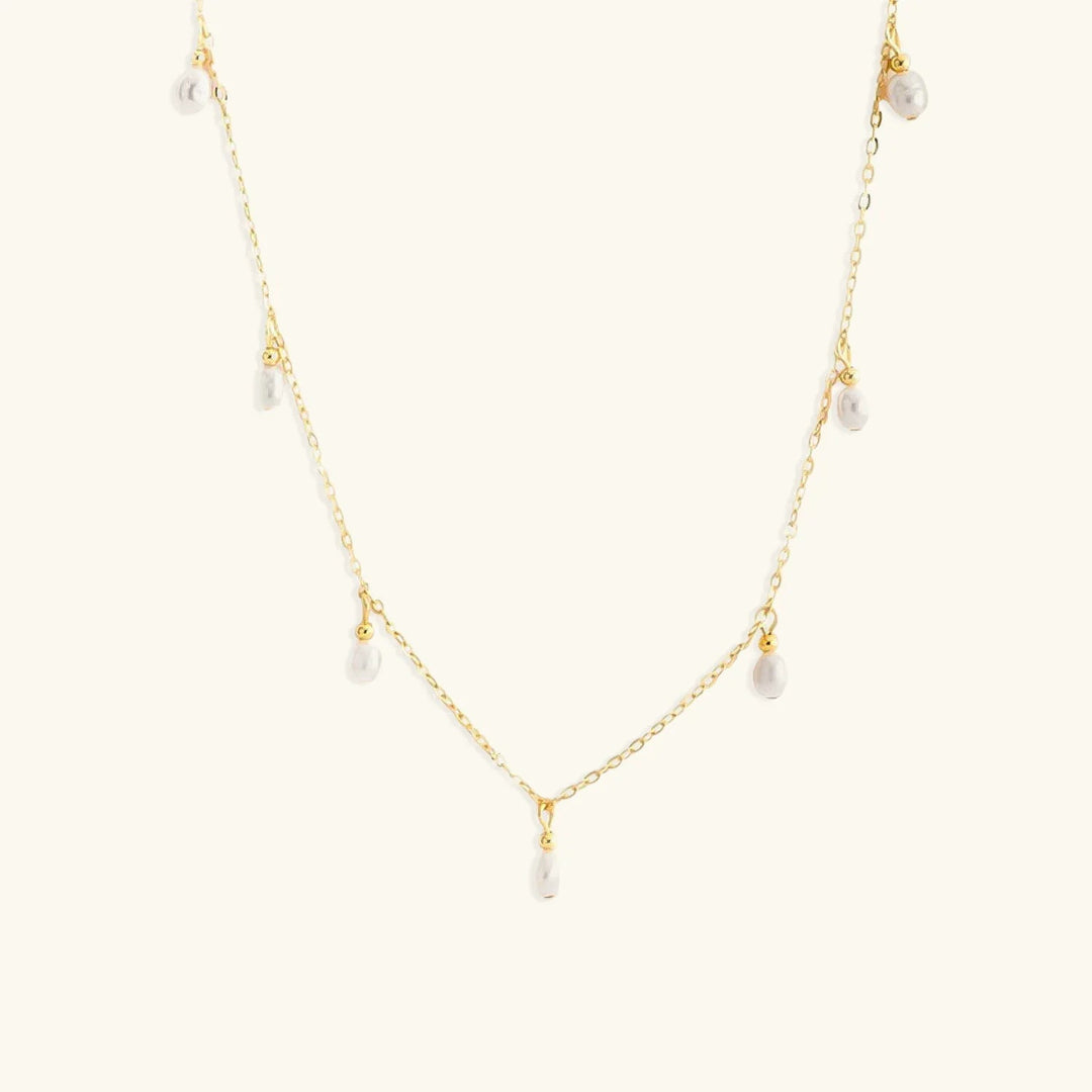 Gold-Plated Faux Pearl Station Necklace