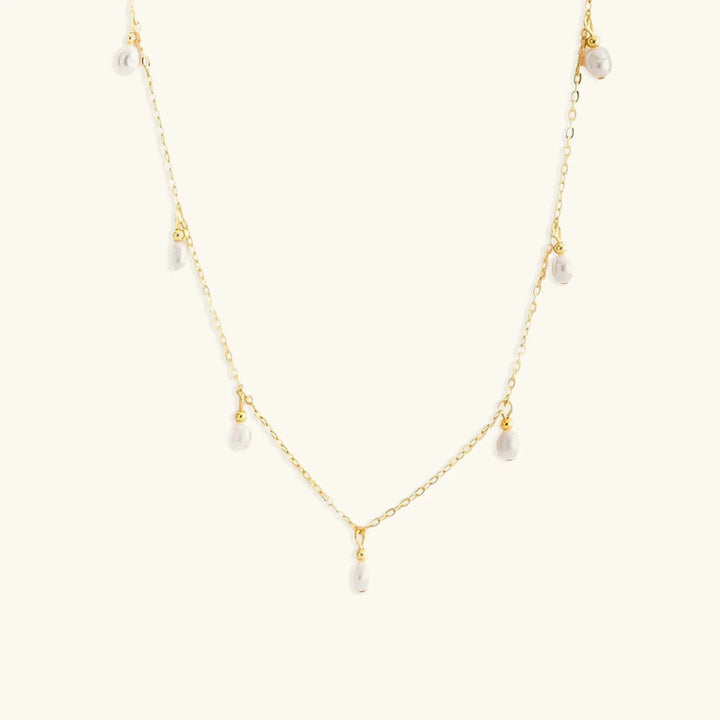 Gold-Plated Faux Pearl Station Necklace