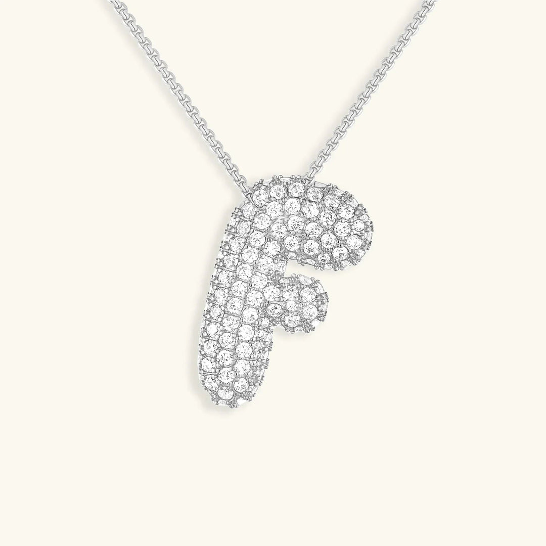 Gold-Plated Bubble Initial Diamond Necklace