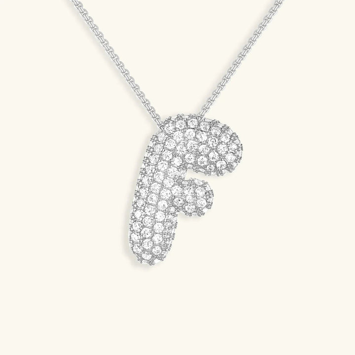 Gold-Plated Bubble Initial Diamond Necklace