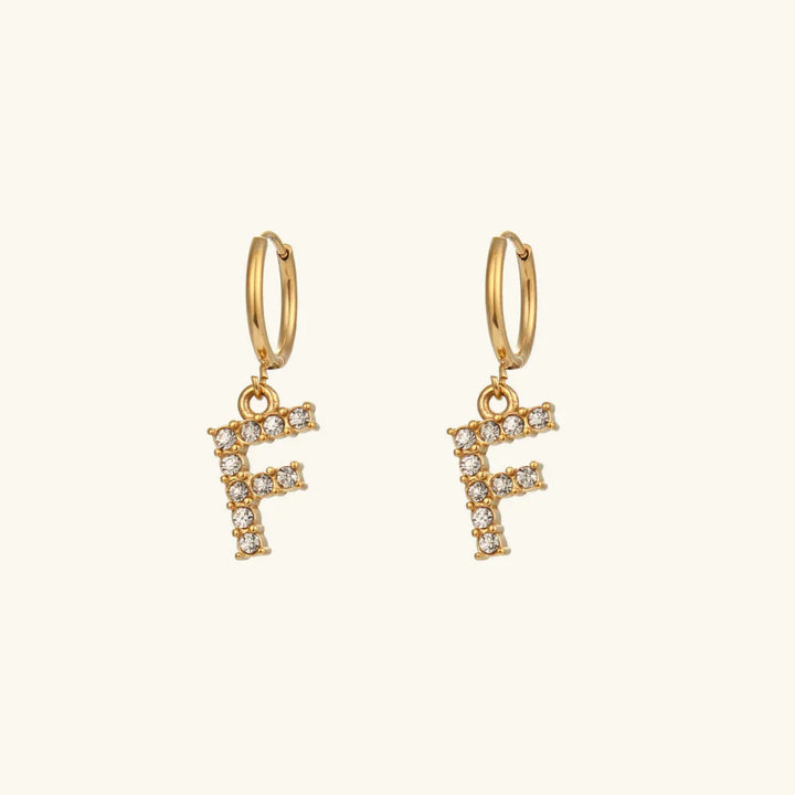 Gold-Plated Initial Letter Earrings with Diamond Simulants