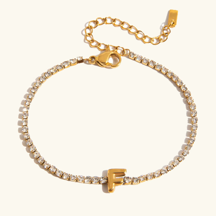 Gold-Plated Cubic Zirconia Initial Tennis Bracelet for Women