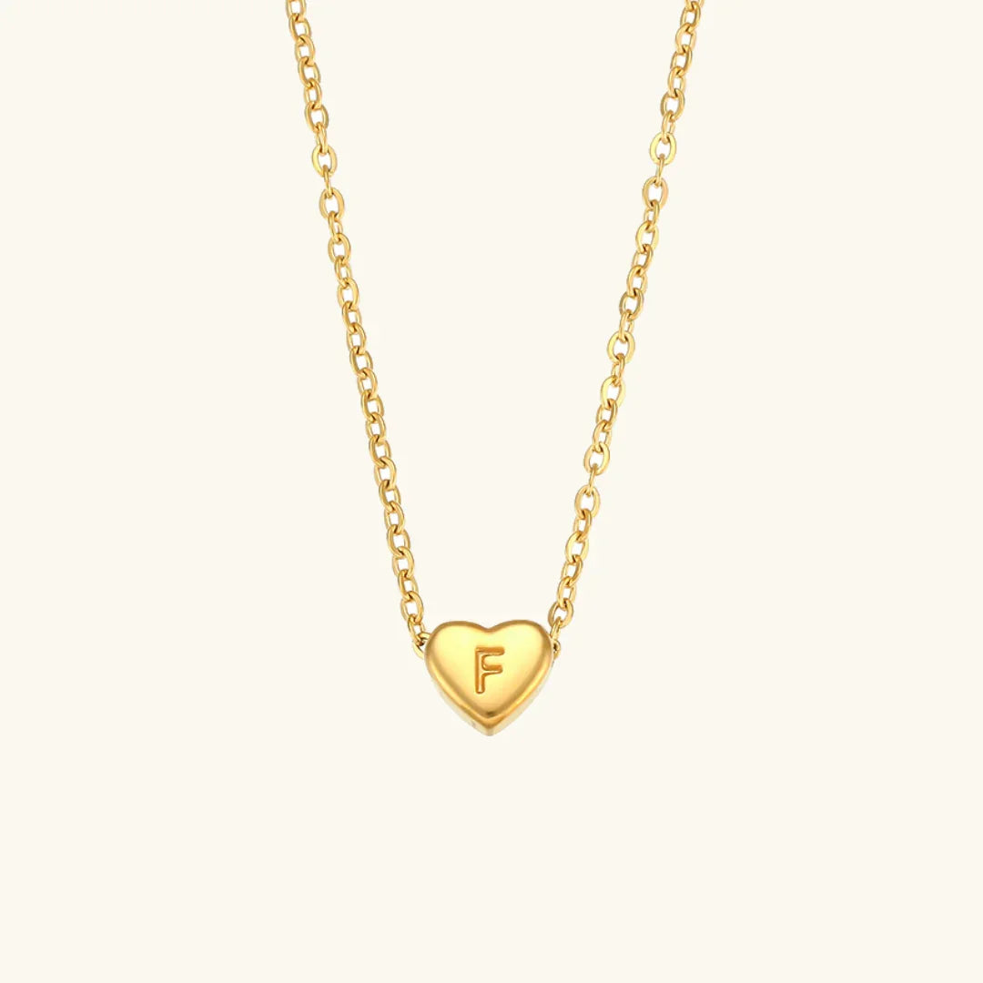 Gold-Plated Heart Initial Necklace