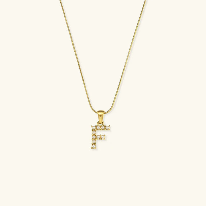 Gold-Plated Initial Letter Necklace with Freshwater Pearls