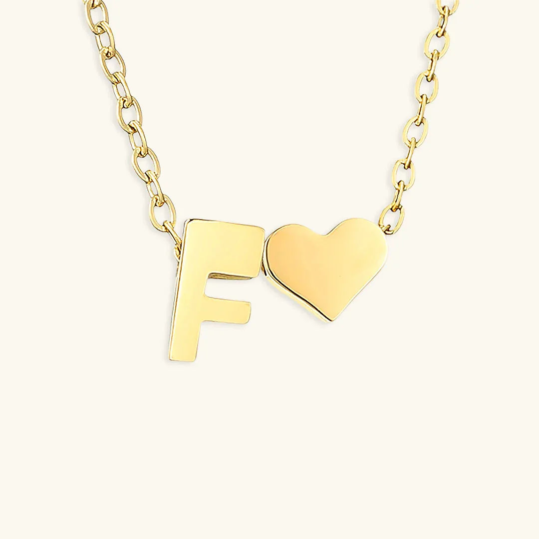 Gold-Plated Initial Heart Pendant Necklace