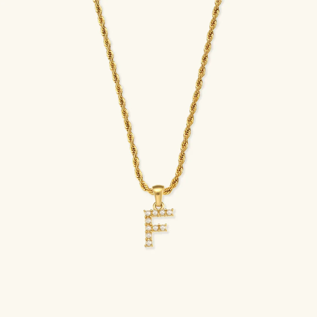 Gold-Plated Initial Letter Necklace with Freshwater Pearls