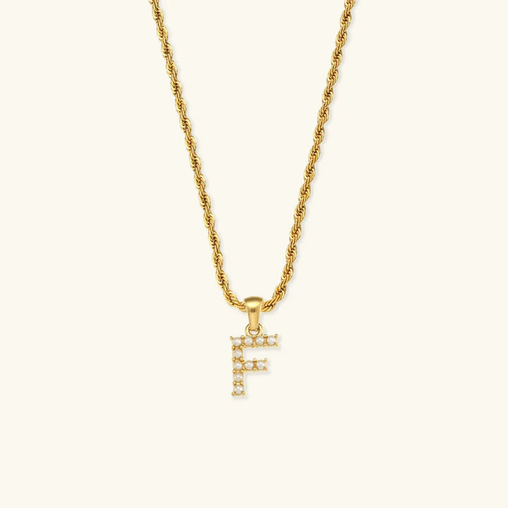 Gold-Plated Initial Letter Necklace with Freshwater Pearls
