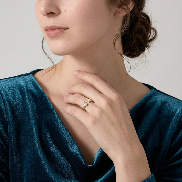 Gold-Plated Gemstone Ring For Women