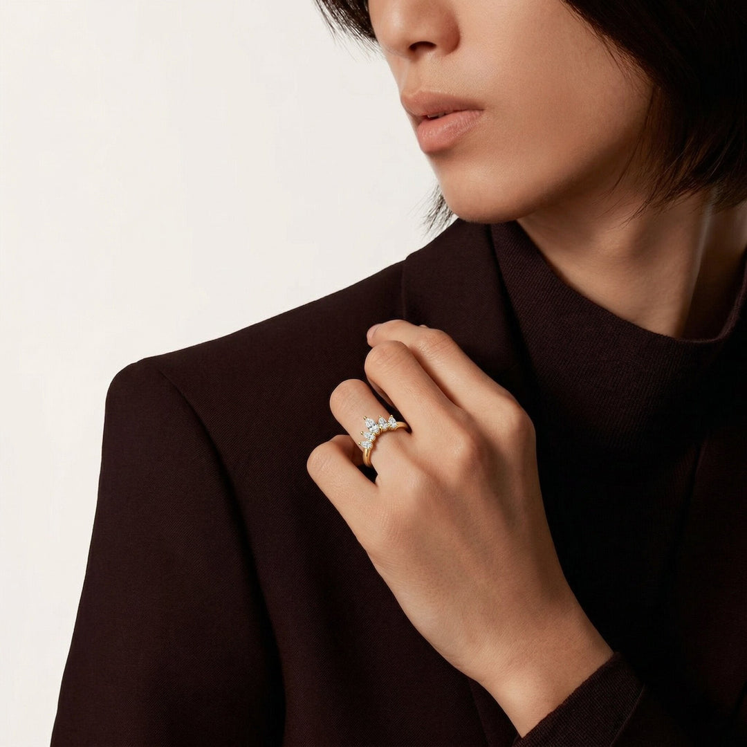 Gold-Plated Diamond Ring For Women