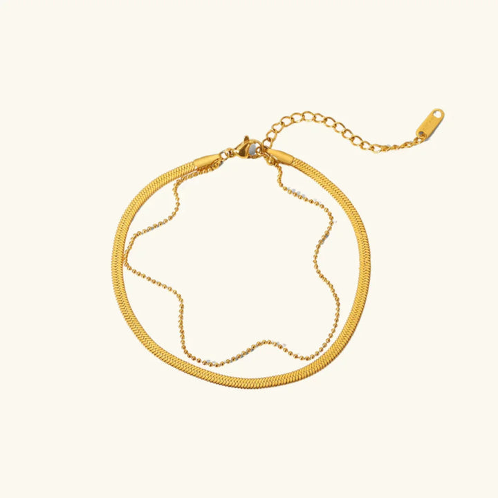 Gold-Plated Layered Anklet Elegant with Adjustable Length