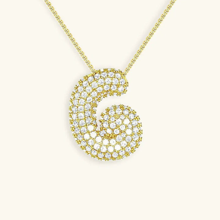 Gold-Plated Bubble Initial Diamond Necklace
