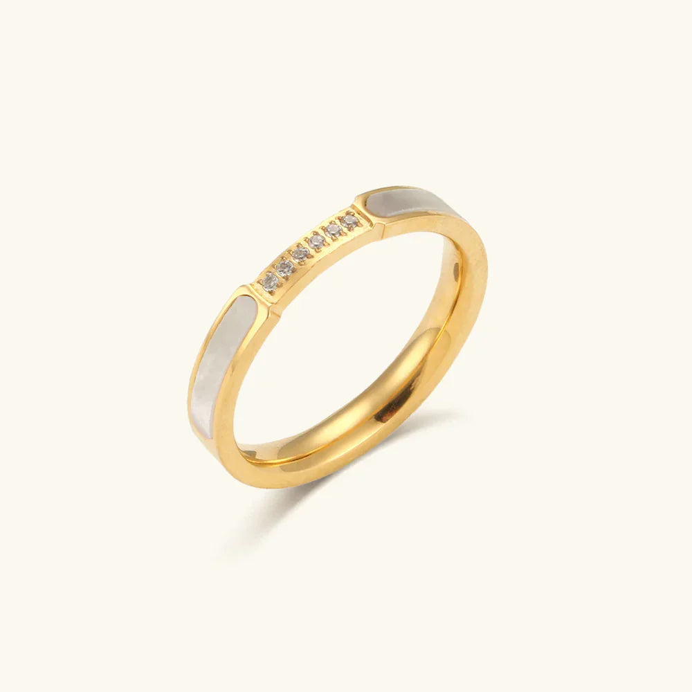 Gold-Plated Stainless Steel CZ Stackable Ring for Women