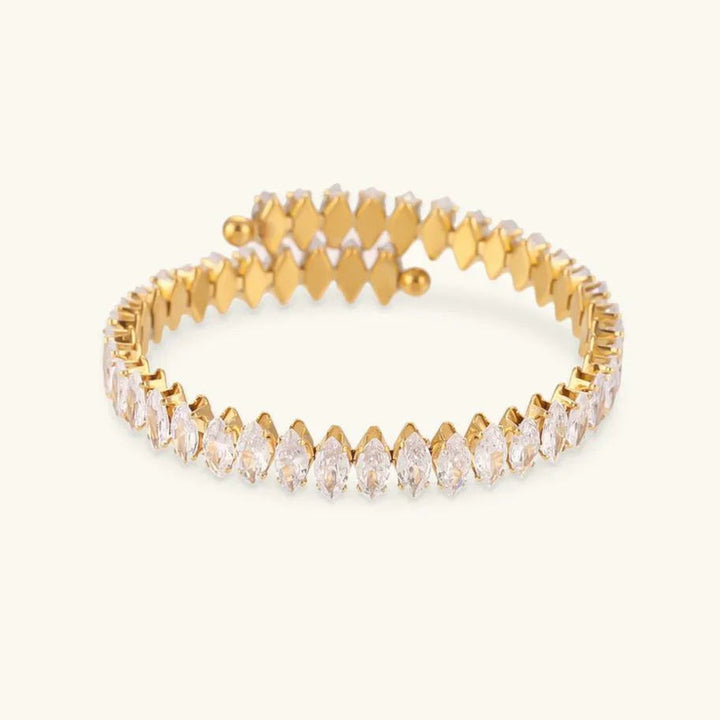 Gold-Plated CZ Statement Cuff Bracelet for Women