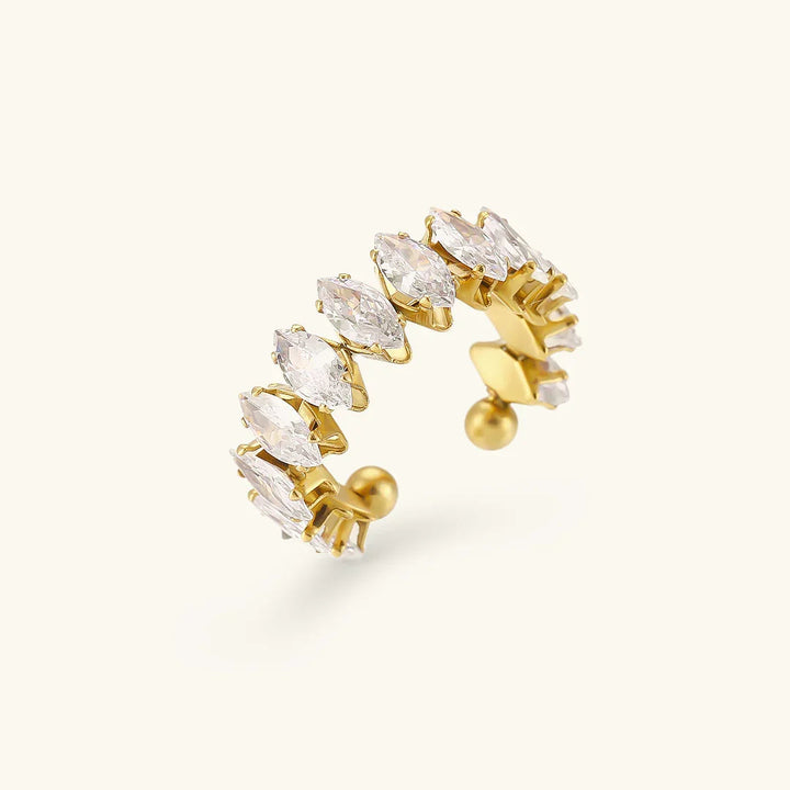 Gold-Plated Marquise CZ Open Ring for Women