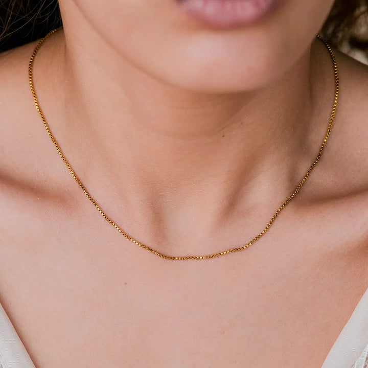 Gold-Plated Square Link Chain Necklace for Women