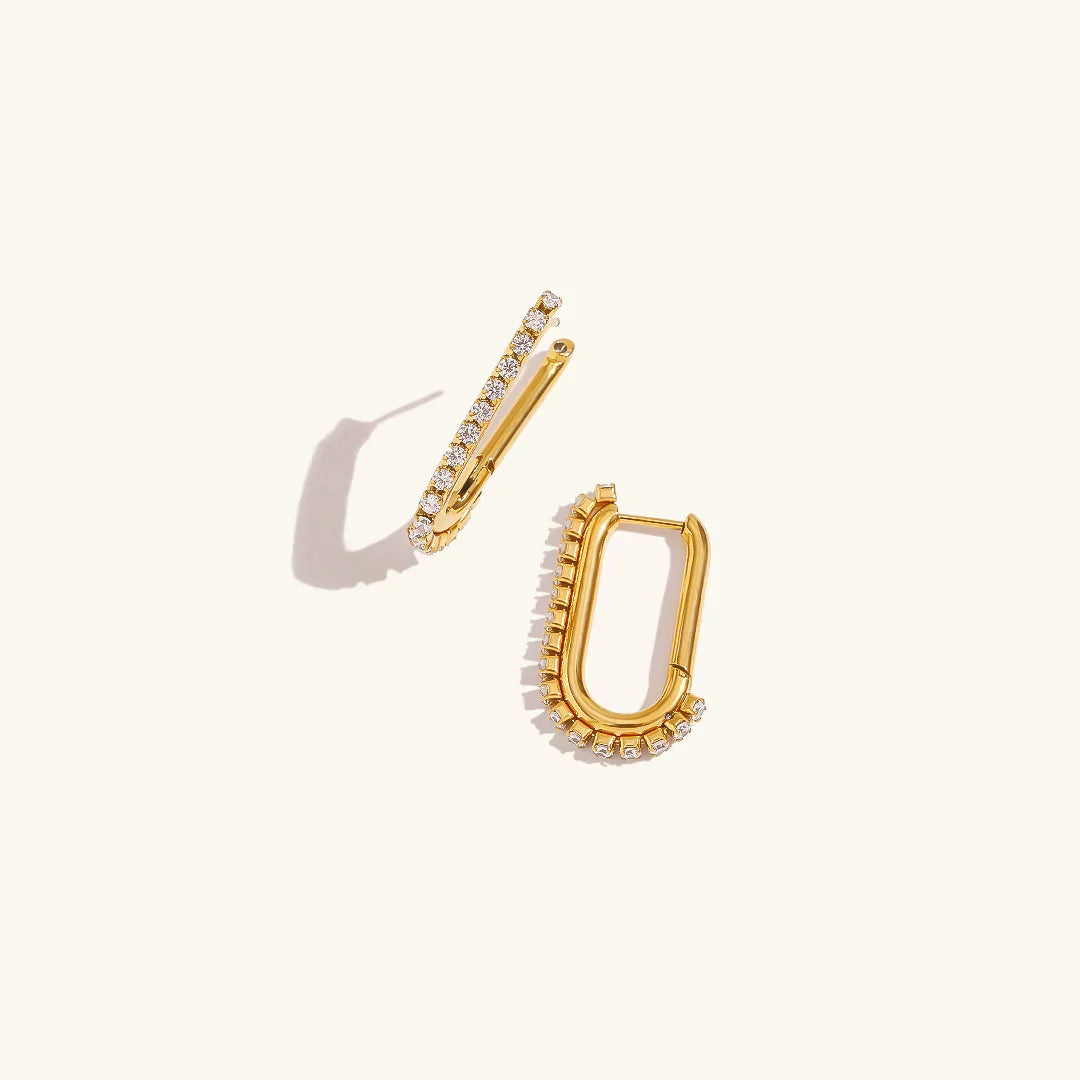 Gold-Plated Diamond Loop Earrings For Women