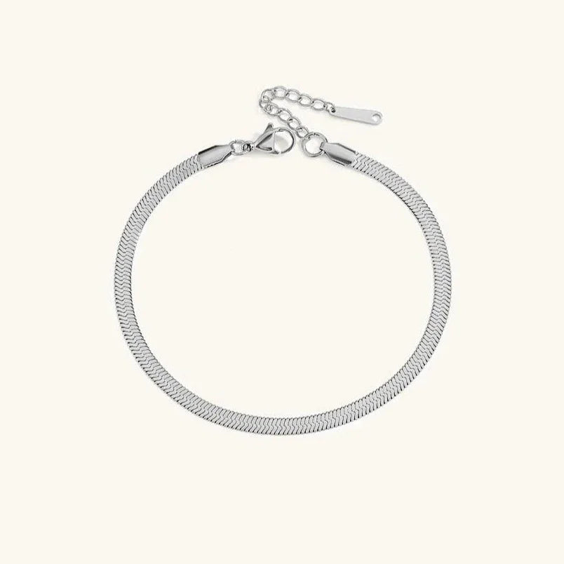 Gold-Plated Herringbone Chain Anklet for Women