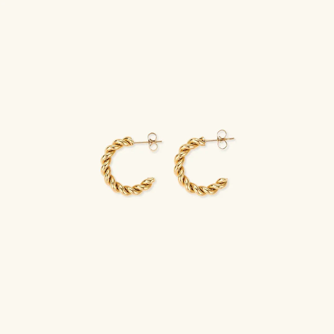 Gold-Plated Twist Hoop Earrings Women
