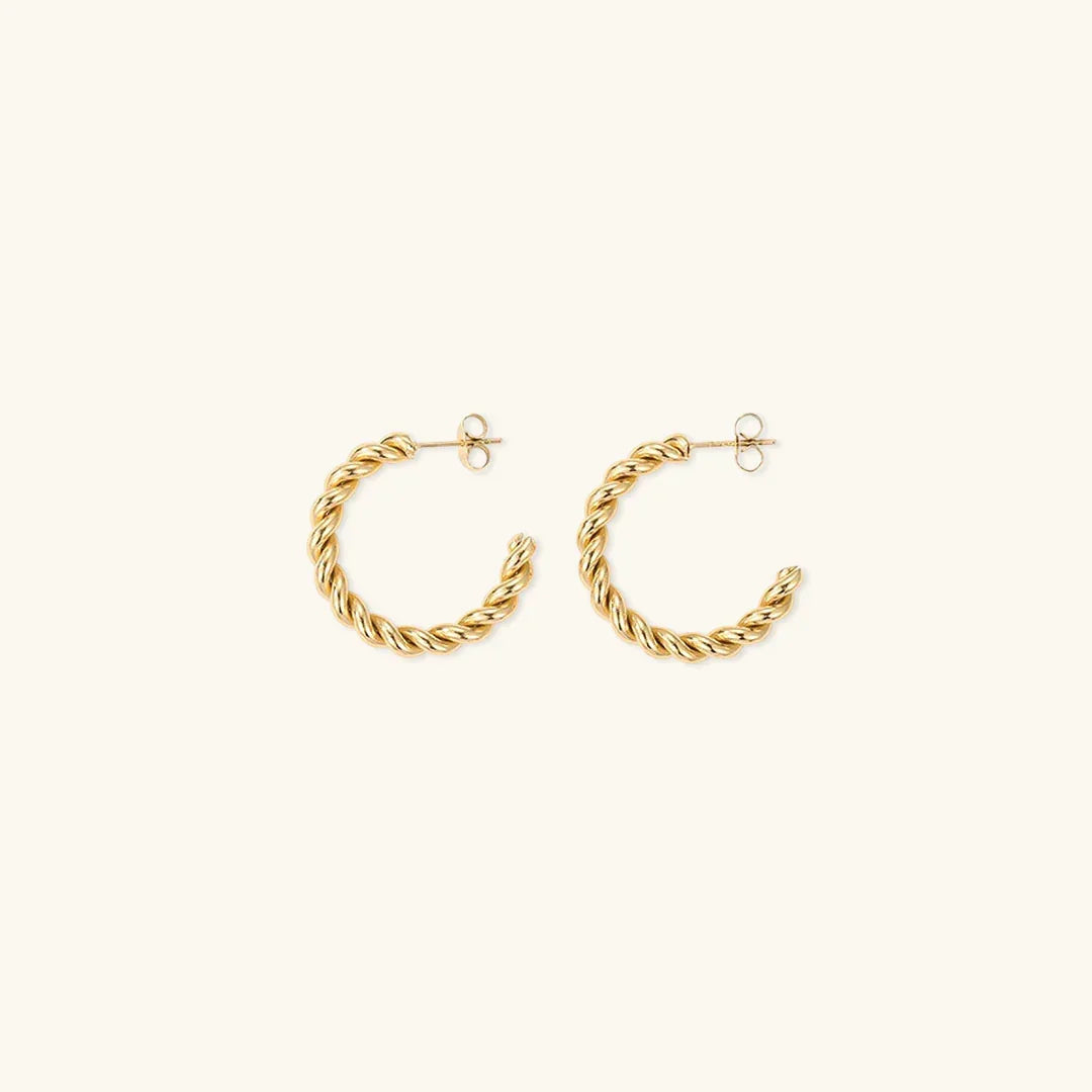 Gold-Plated Twist Hoop Earrings Women