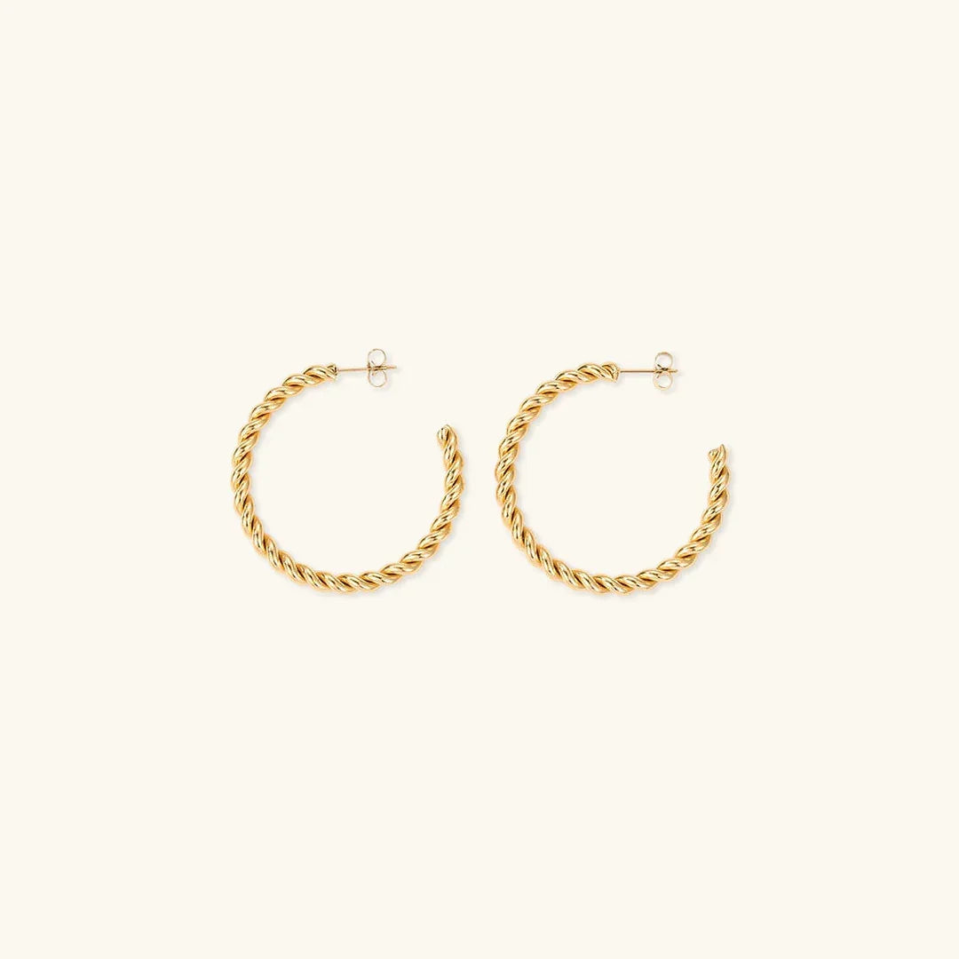 Gold-Plated Twist Hoop Earrings Women