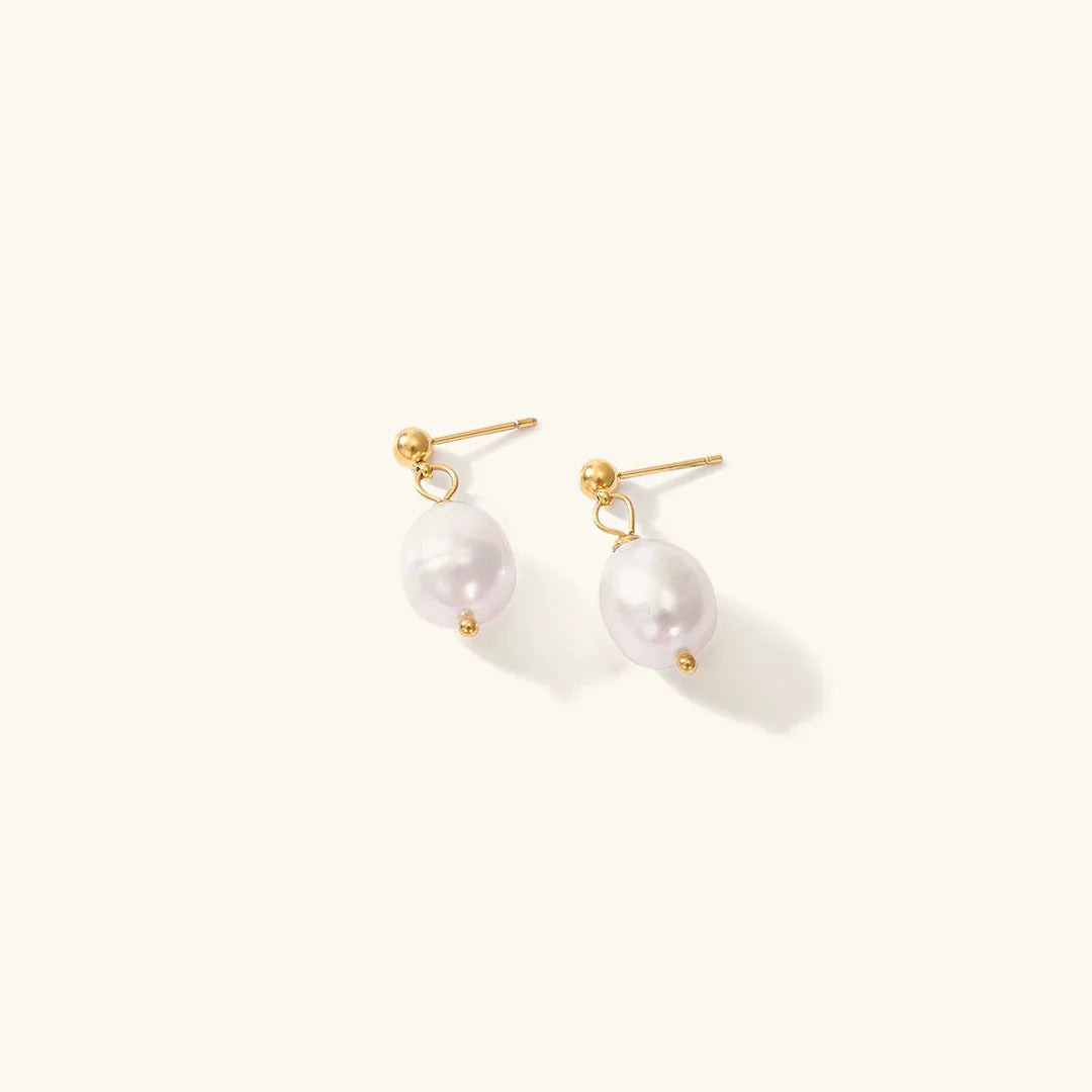 Gold-Plated Imitation Pearl Dangle Earrings for Women