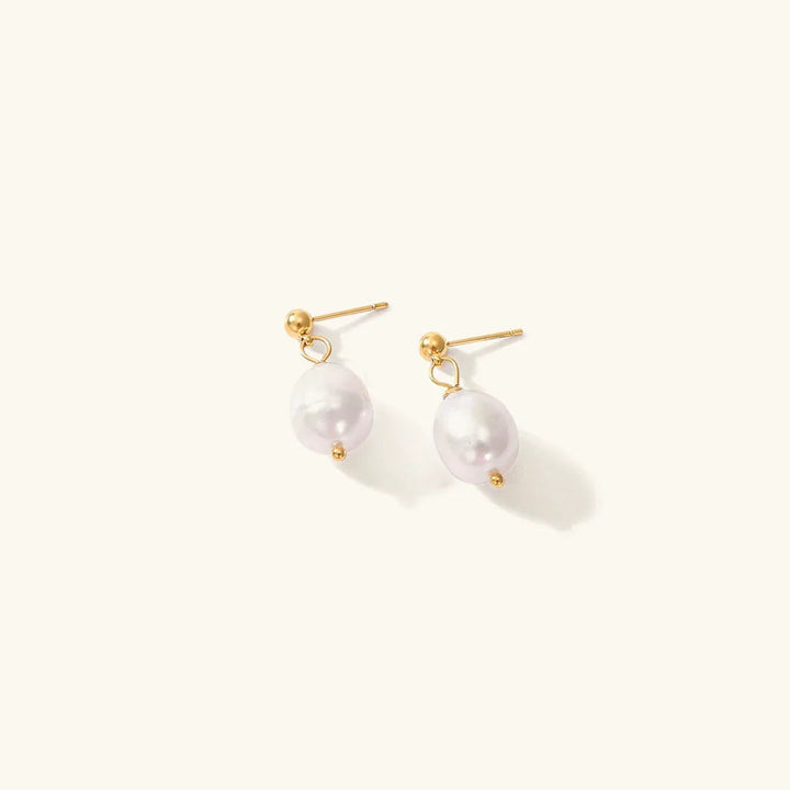 Gold-Plated Imitation Pearl Dangle Earrings for Women