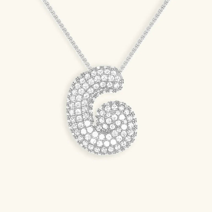Gold-Plated Bubble Initial Diamond Necklace