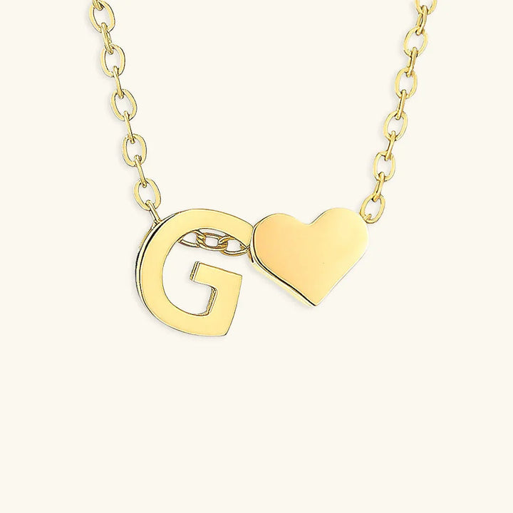 Gold-Plated Initial Heart Pendant Necklace