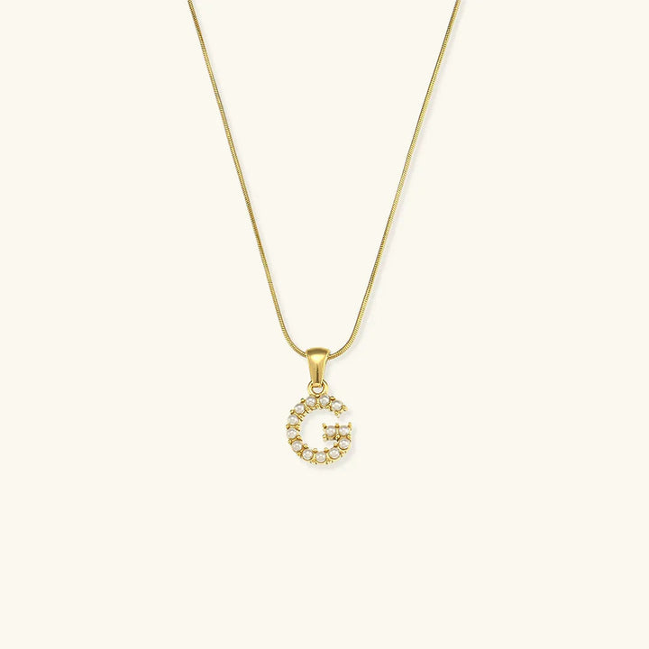 Gold-Plated Initial Letter Necklace with Freshwater Pearls