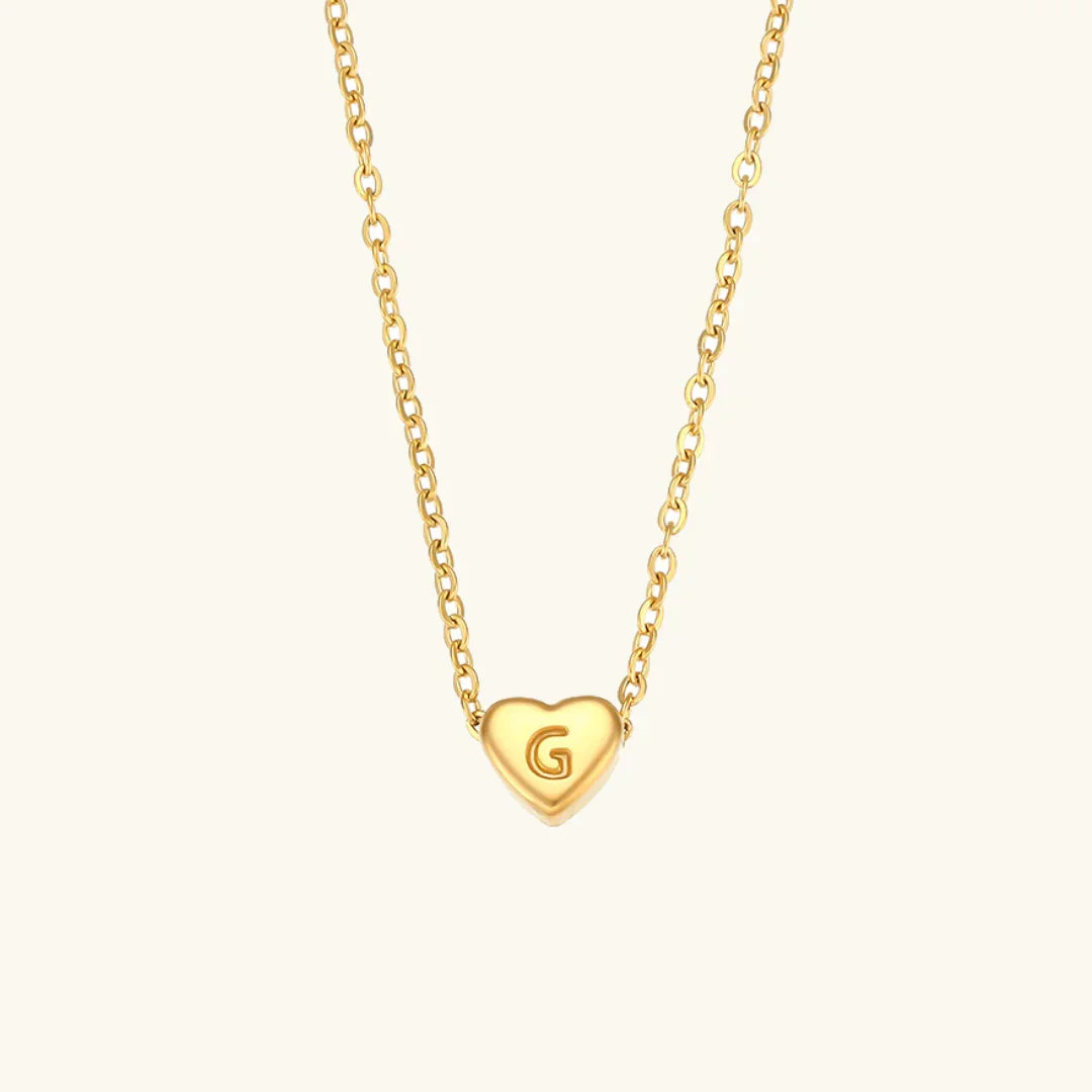 Gold-Plated Heart Initial Necklace