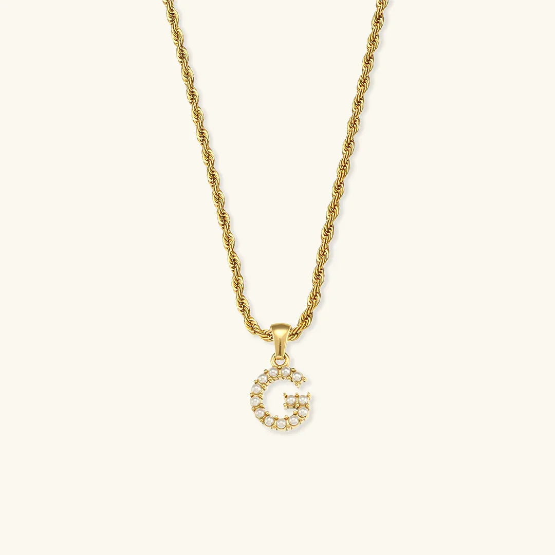 Gold-Plated Initial Letter Necklace with Freshwater Pearls