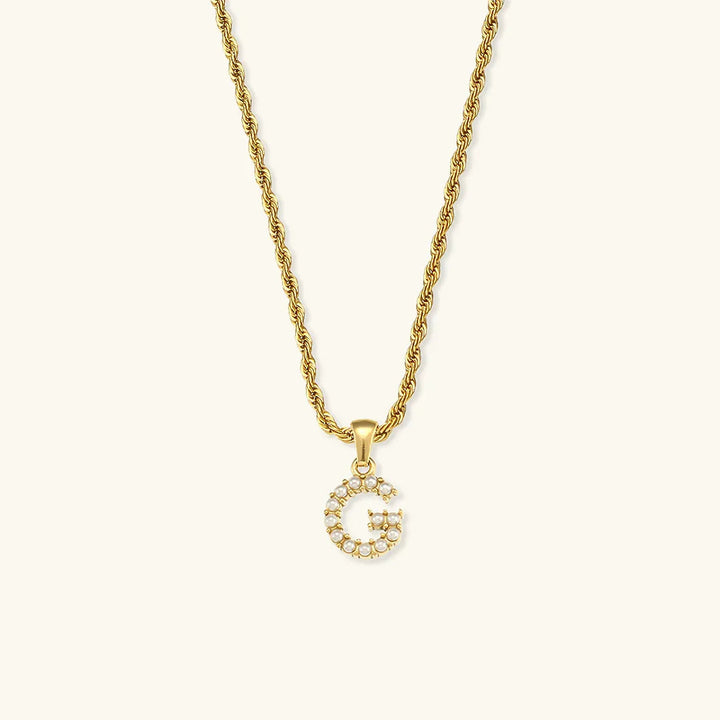 Gold-Plated Initial Letter Necklace with Freshwater Pearls