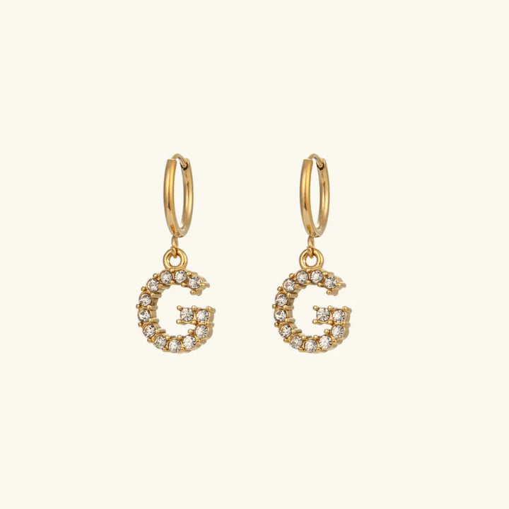 Gold-Plated Initial Letter Earrings with Diamond Simulants