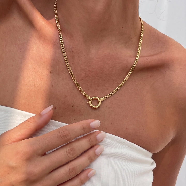 Gold-Plated Herringbone Chain Necklace for Women