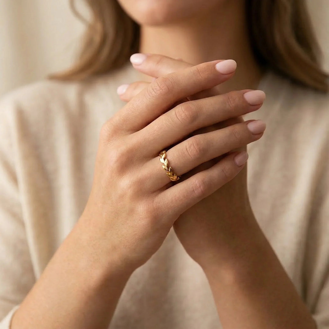Gold-Plated Vine Stackable Ring for Women