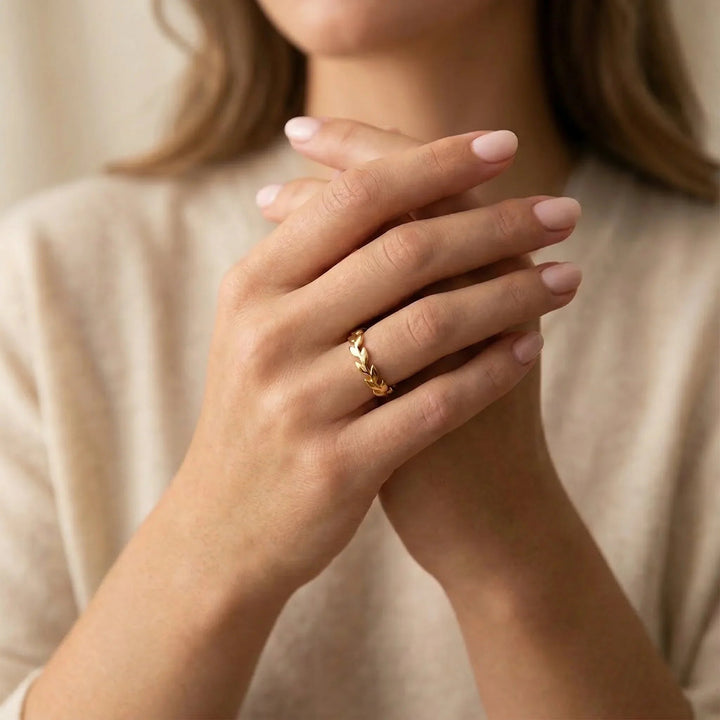 Gold-Plated Vine Stackable Ring for Women