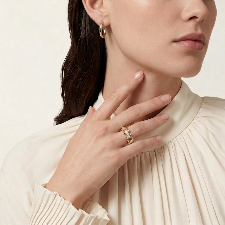 Gold-Plated CZ Stackable Ring for Women