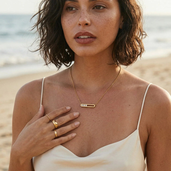 Gold Plated Cubic Zirconia Minimalist Pendant Necklace for Women