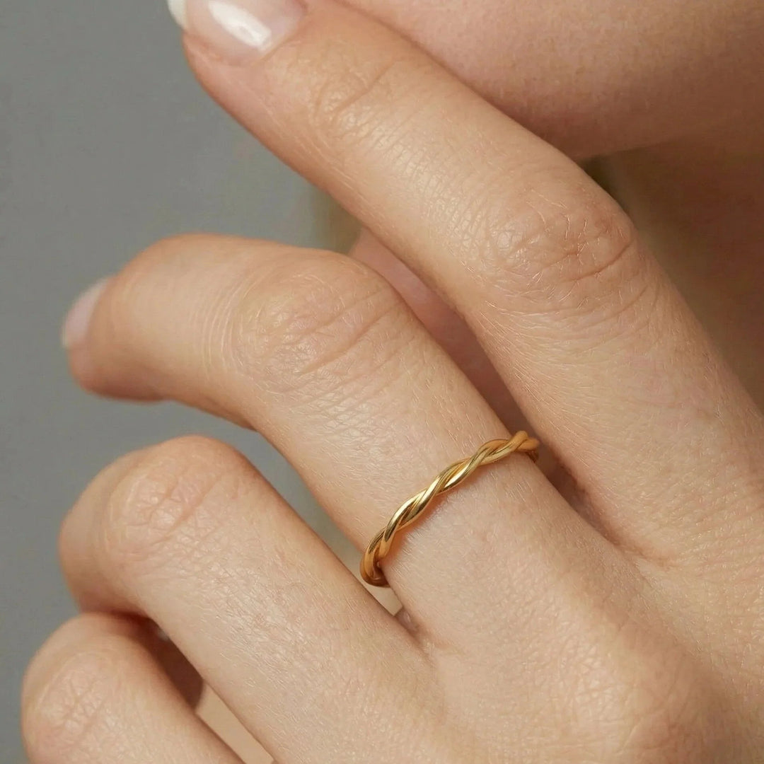 Gold-Plated Twisted Ring For Women