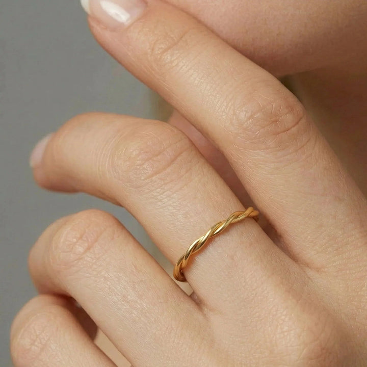 Gold-Plated Twisted Ring For Women