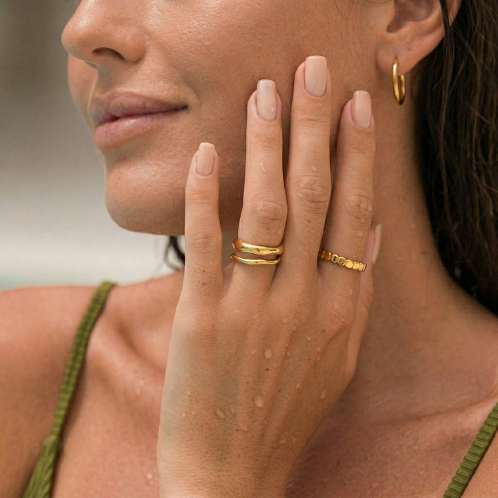 Gold-Plated Stackable Ring Set for Women