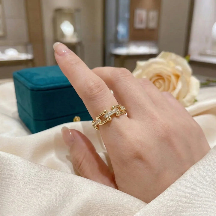 Gold-Plated CZ Stackable Ring for Women