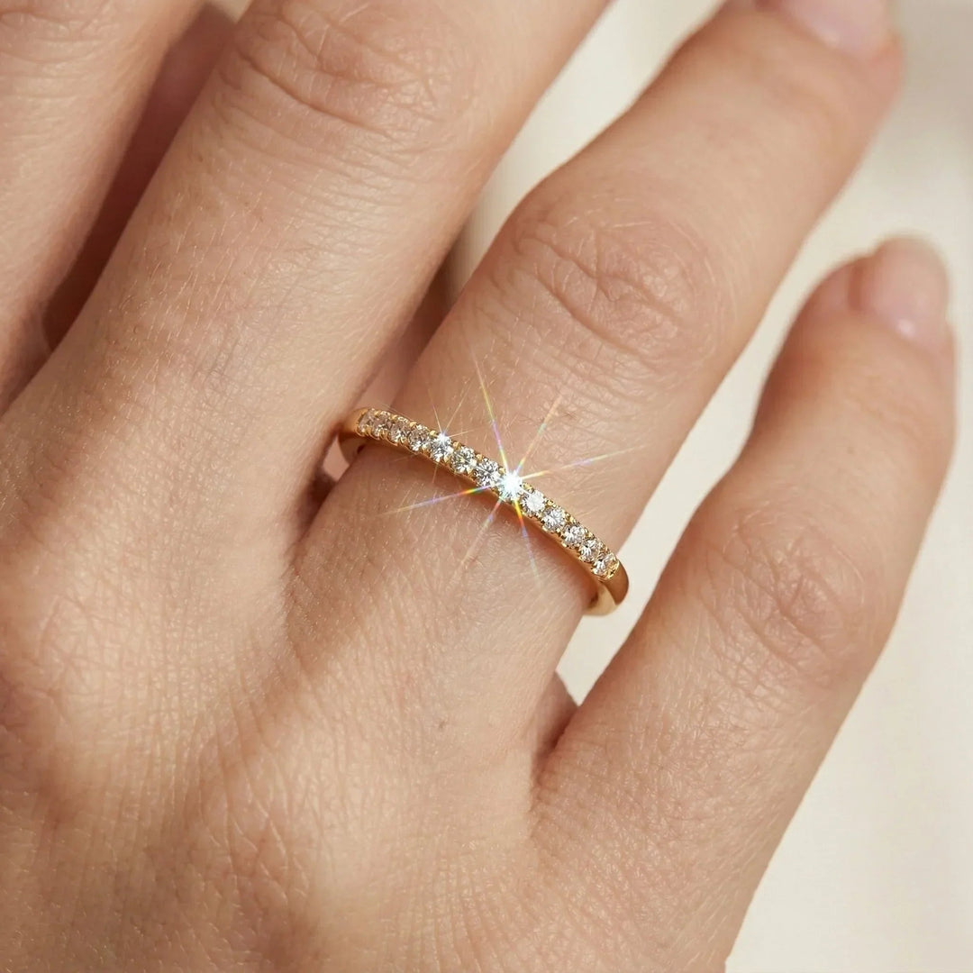 Gold-Plated Cubic Zirconia Stackable Ring for Women