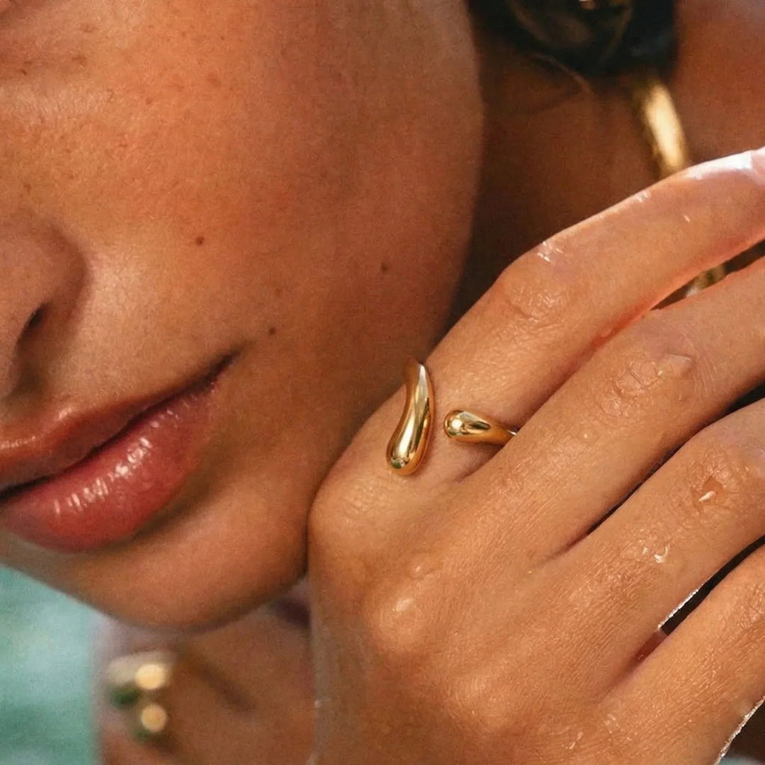 Gold Plated Stainless Steel Twisted Band Ring for Women