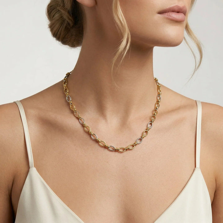 Gold-Plated Silver-Tone Chain Necklace for Women