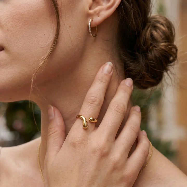 Gold Plated Stainless Steel Twisted Band Ring for Women