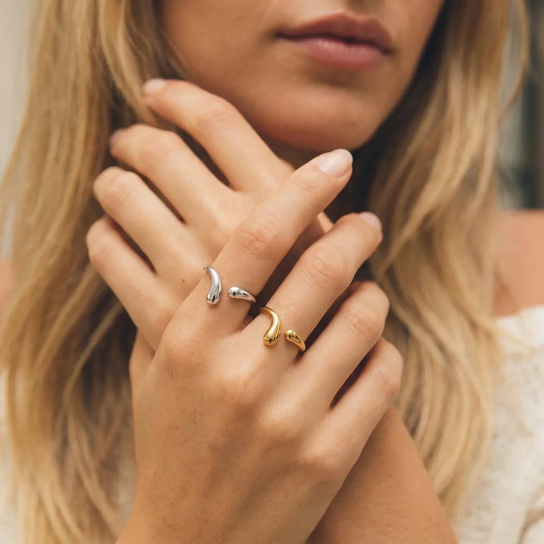 Gold Plated Stainless Steel Twisted Band Ring for Women