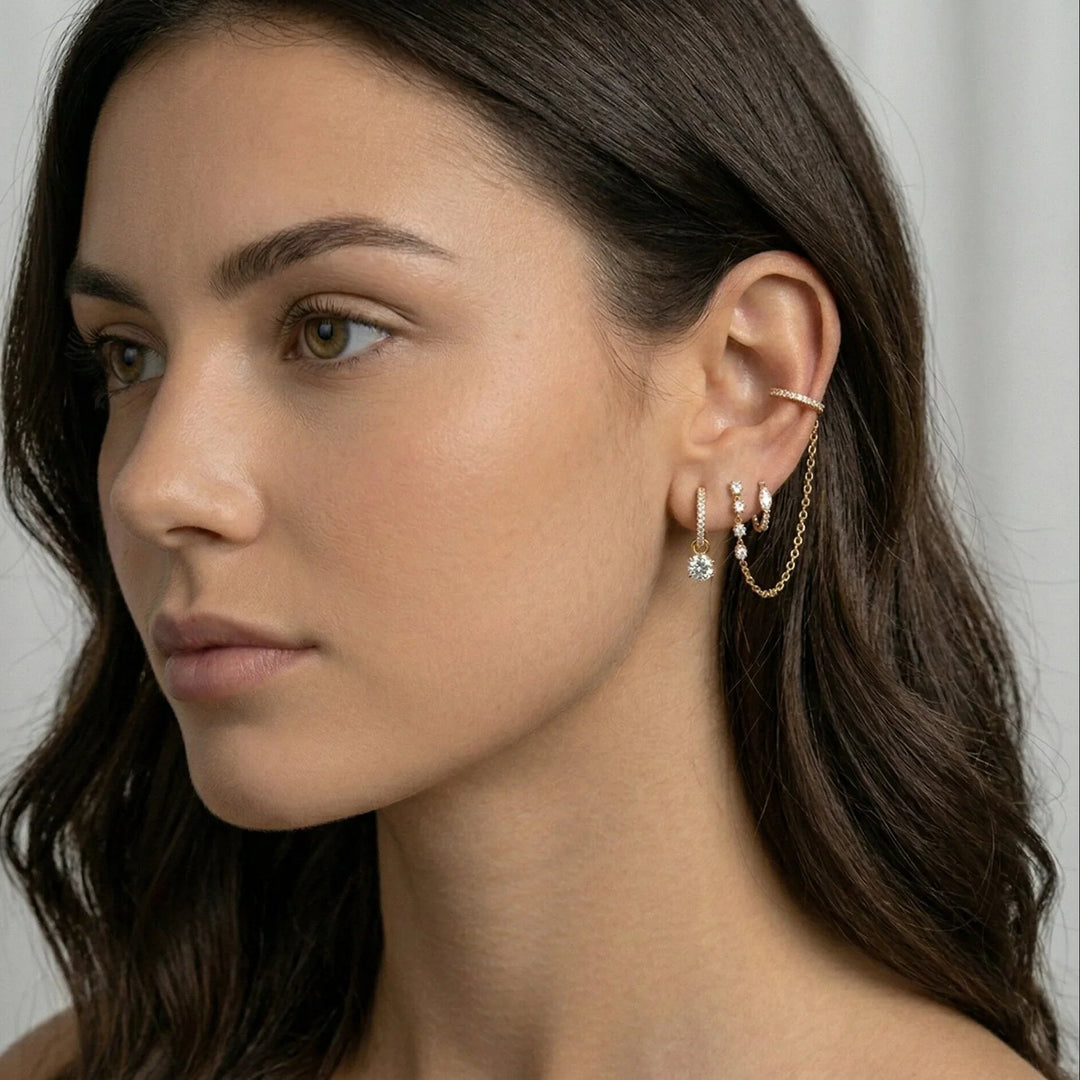 Gold-Plated CZ Huggie Earrings for Women
