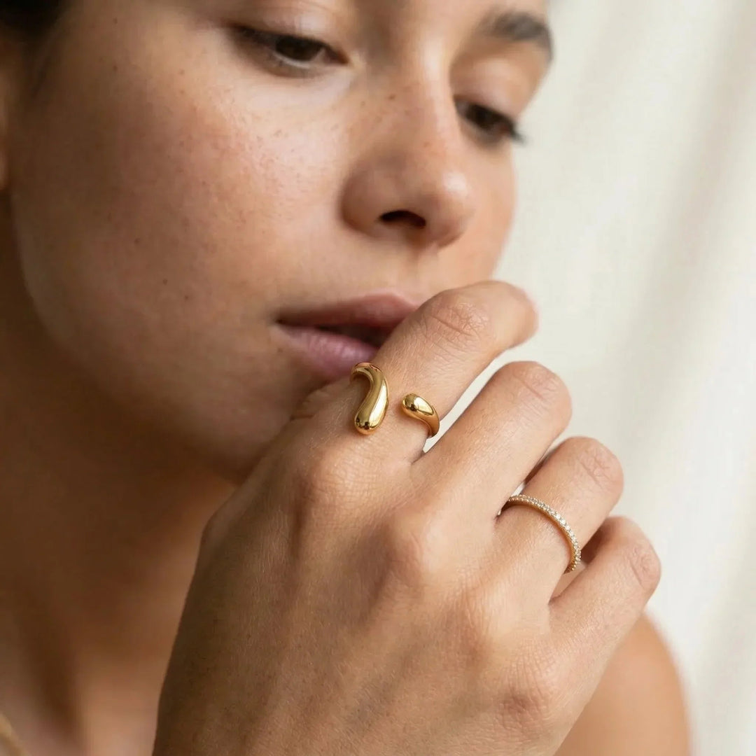 Gold Plated Stainless Steel Twisted Band Ring for Women